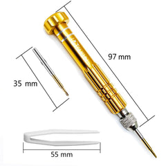 Compact eyeglass repair tool set ready for home maintenance