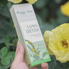 Product packaging and 300 uses indicator for PuffiAir diffuser