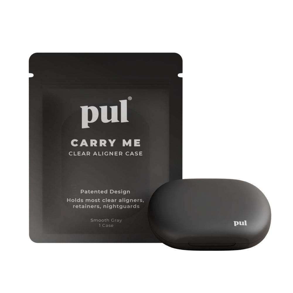PUL Clear Aligner Case Gray - front view with magnetic closure