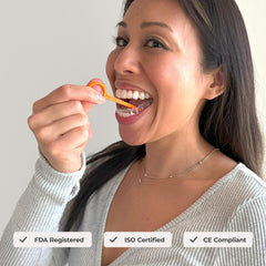 Invisalign and retainer compatibility shown with pink PUL tool