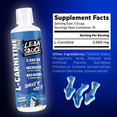 Pump Sauce Lean Sauce Liquid L-Carnitine 3500 pours into a glass for quick absorption energy.