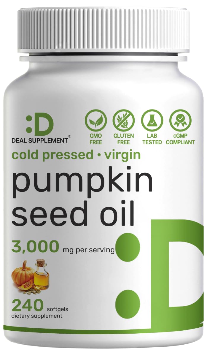 Pumpkin seed oil 3,000 mg softgels bottle label
