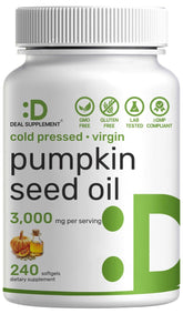 Pumpkin seed oil 3,000 mg softgels bottle label