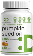 Pumpkin seed oil 3,000 mg softgels bottle label