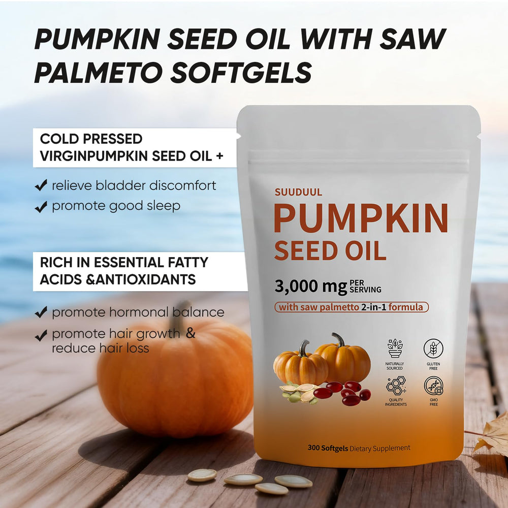 Close-up of virgin pumpkin seed oil softgels