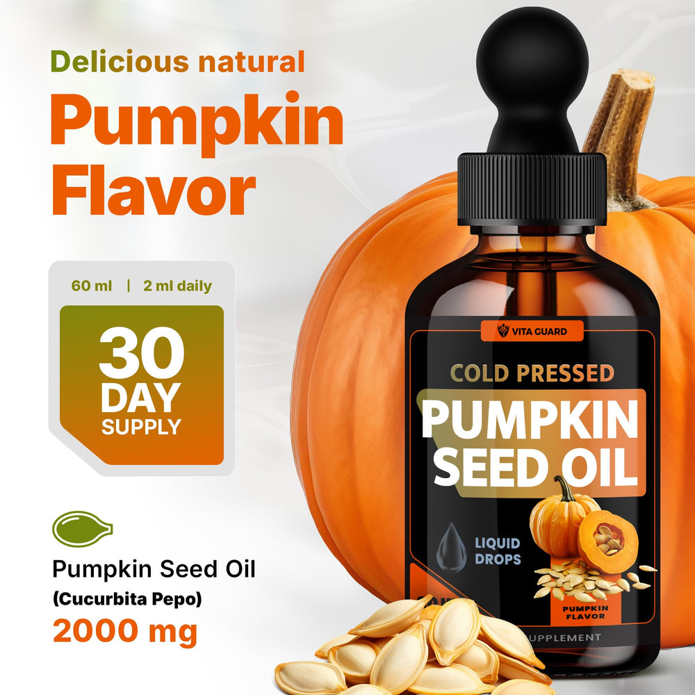 Close-up graphic of pumpkin seed oil drops