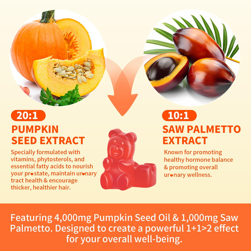 Close-up of pumpkin seed oil and saw palmetto ingredients on label