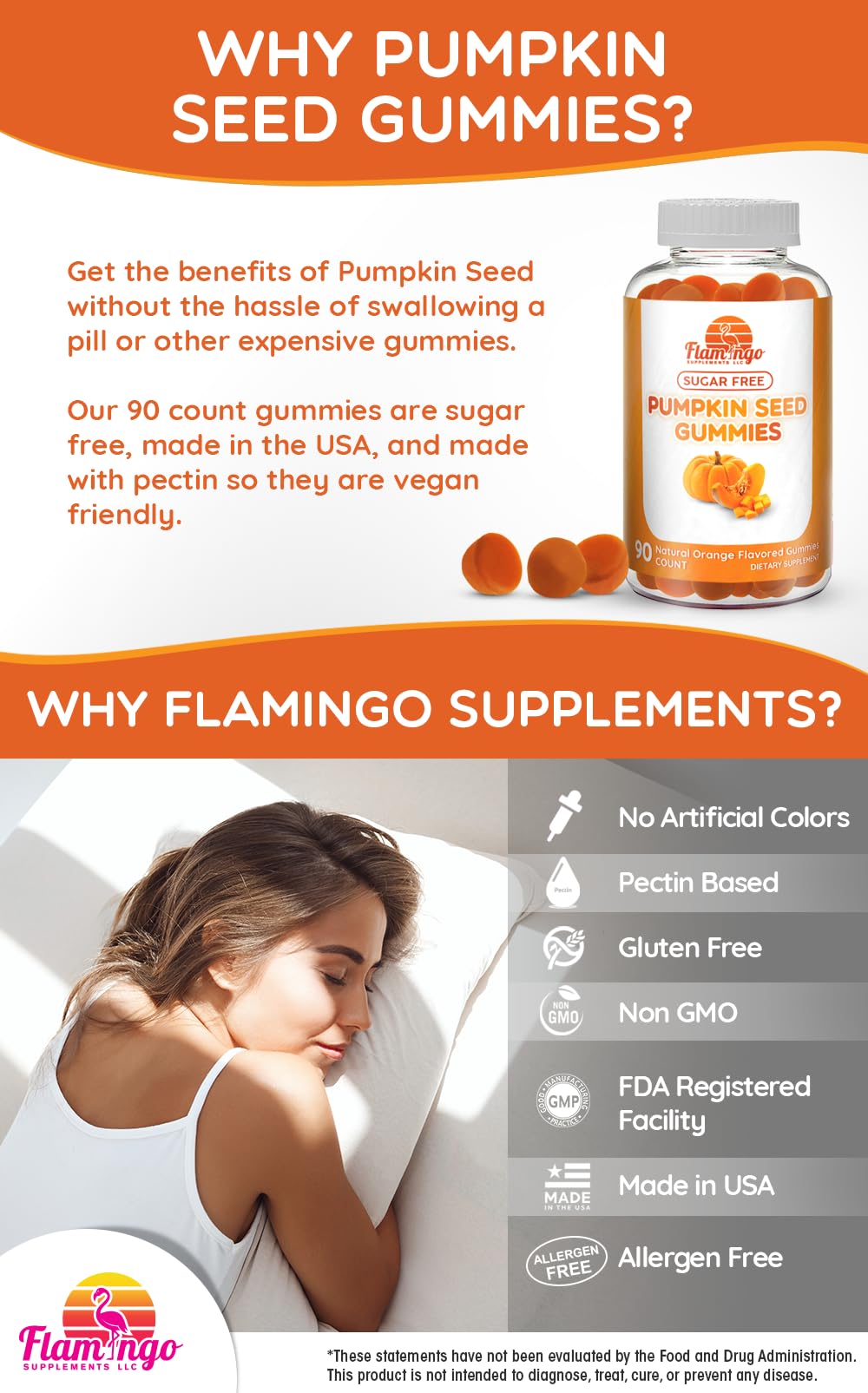 Ingredients list showing pumpkin seed oil gummies formulation