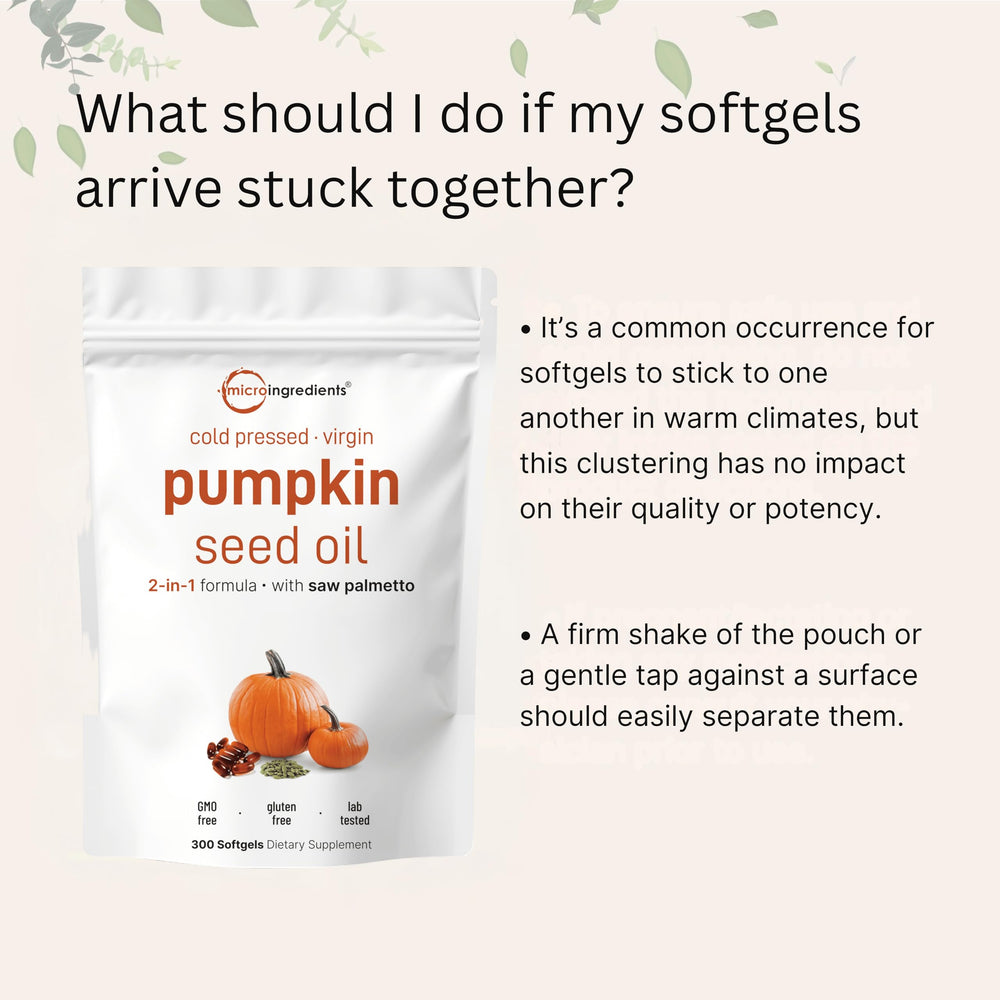 Nutrition facts panel for pumpkin seed oil with EFAs and phytosterols