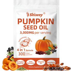 Skiseoy Pumpkin Seed Oil 4-in-1 bottle with 300 softgels