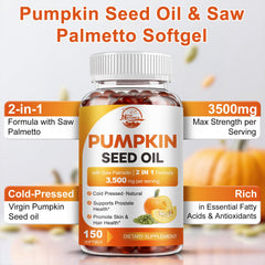 Label close-up of Pumpkin Seed Oil with Saw Palmetto