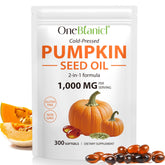 Bottle of pumpkin seed oil with saw palmetto capsules for 1000mg serving