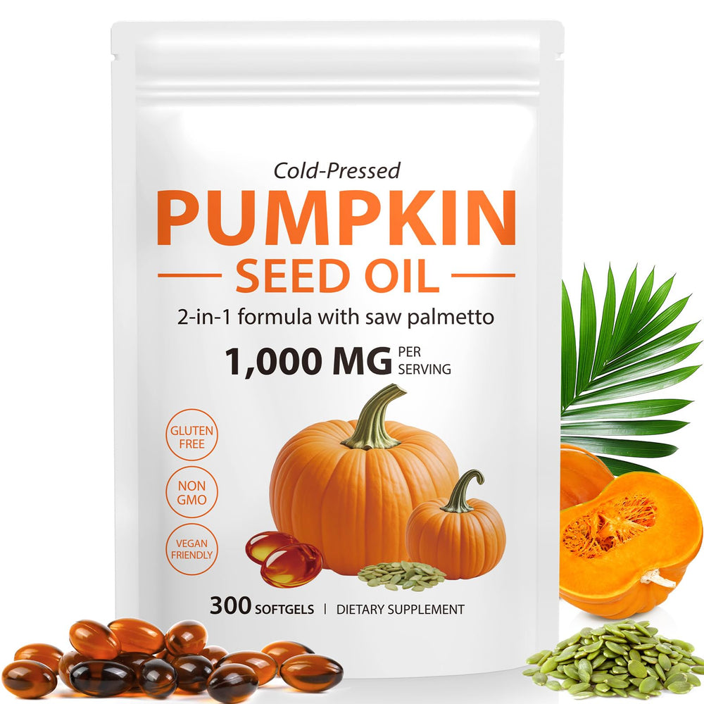 Bottle of Pumpkin Seed Oil with Saw Palmetto capsules