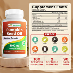 Close-up of 1000 mg pumpkin seed oil per softgel
