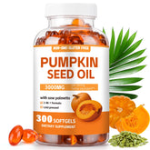 Bottle of 3000 mg Organic Pumpkin Seed Oil with Saw Palmetto Softgels