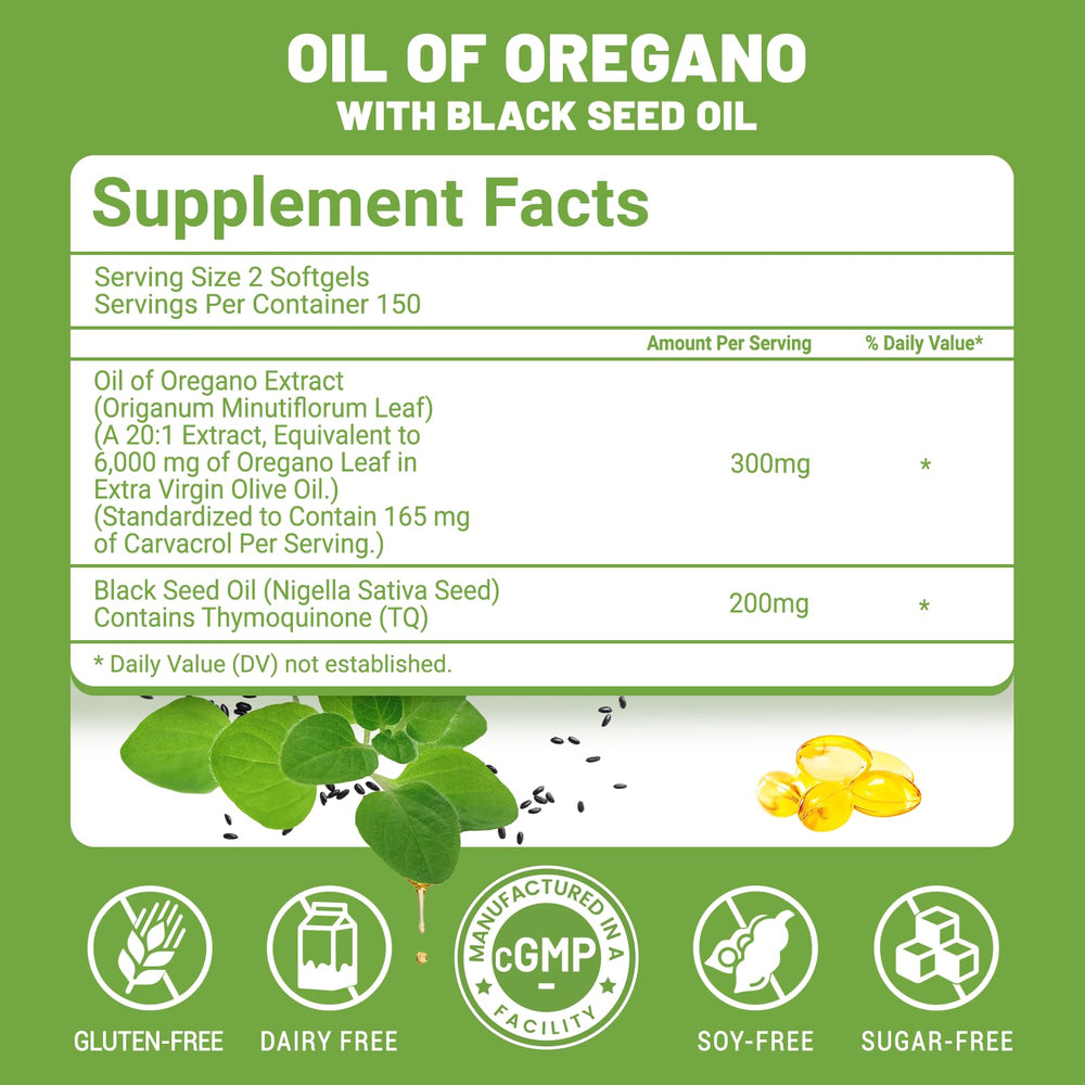 Ingredient label image for Puouoo 2-in-1 oregano oil capsules