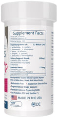 Close-up of probiotic capsules and label showing 12B CFUs