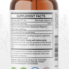 Pura Herba Saw Palmetto Tincture 4 oz bottle side view