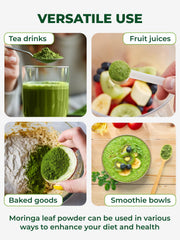 PURA VIDA Moringa powder used in smoothies, baking, and tea