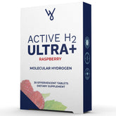 Purative H2 Ultra+ hydrogen water tablet dissolving in a glass (Natural Raspberry flavor)