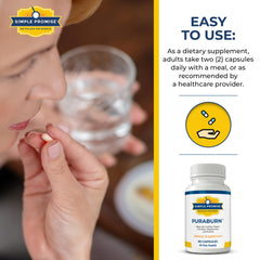 PuraBurn daily two-capsule serving with a meal