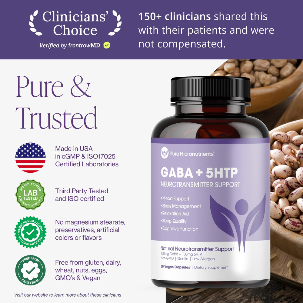 Close-up of Pure 5-HTP + GABA capsules