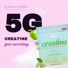 Pure AF Nutra Creatine Gummies Sour Green Apple flavor makes daily dosing enjoyable and easy.