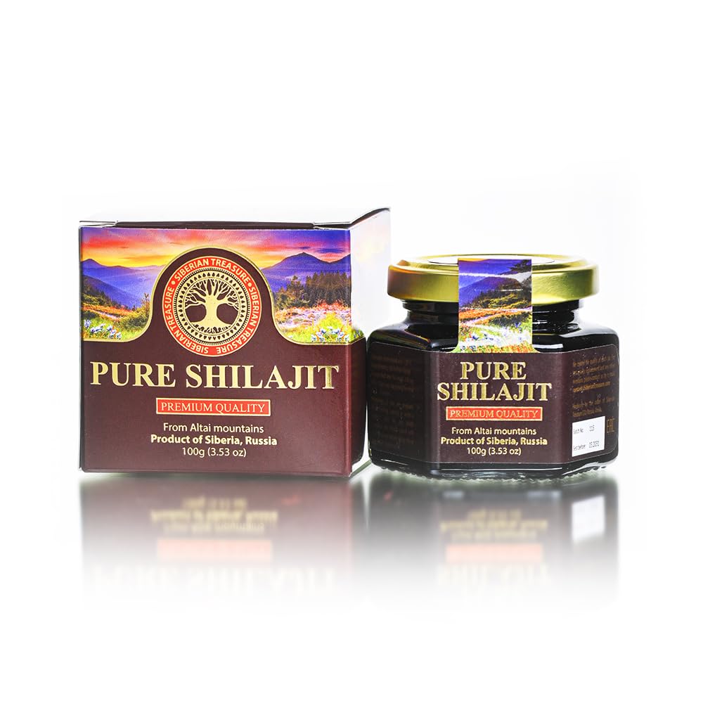 Pure authentic Shilajit resin in a glass jar (100 g)
