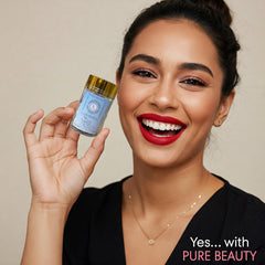 Pile of Pure Beauty capsules on white background