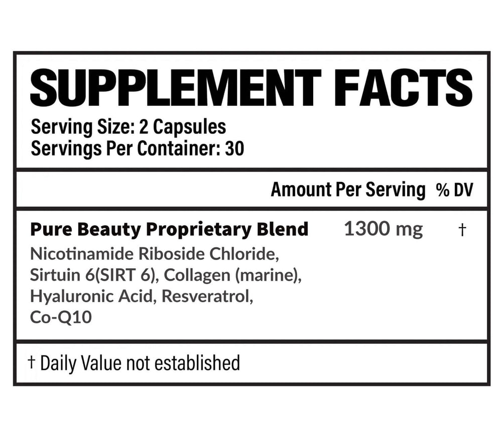 Product label highlighting Marine Collagen and Hyaluronic Acid