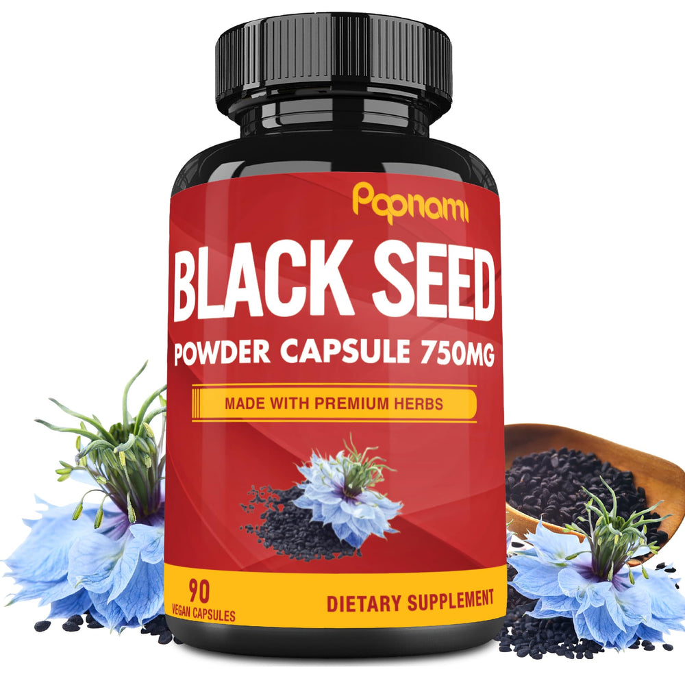 Bottle of Pure Black Seed Powder 750mg capsules