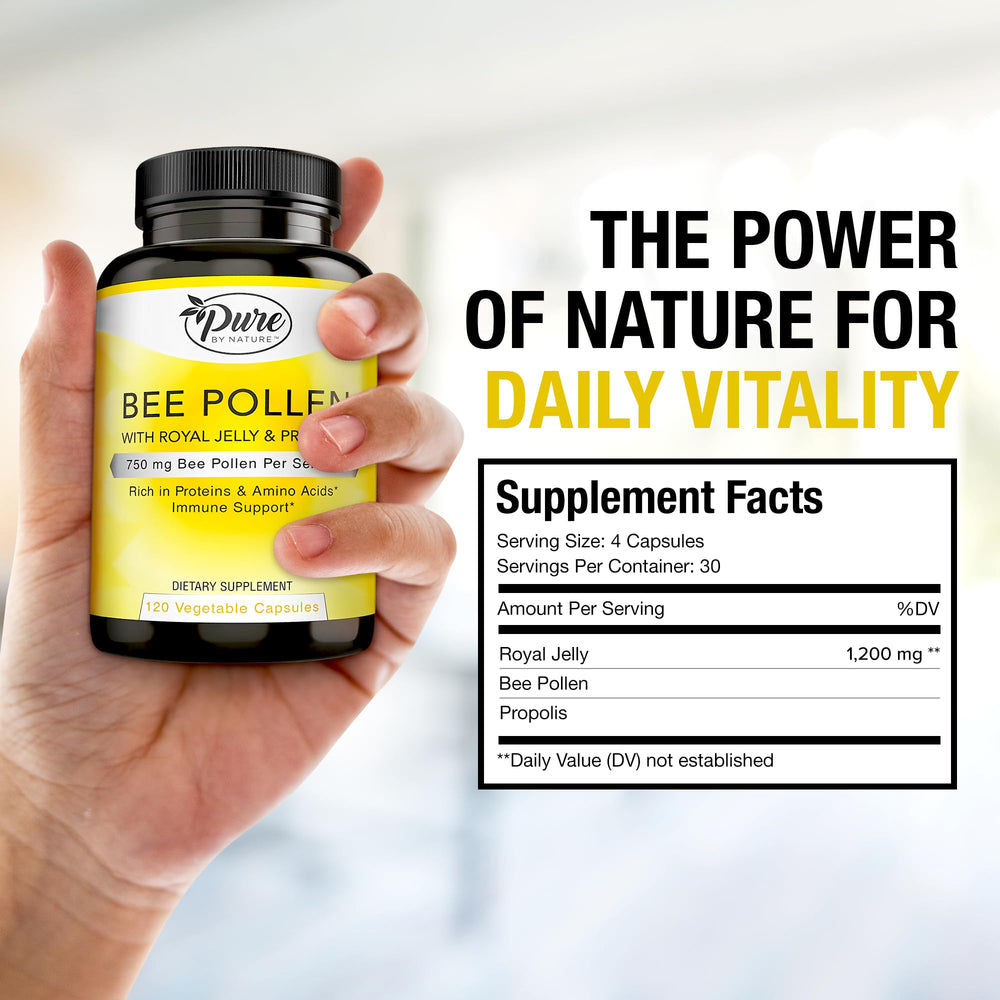 Immune-support blend of bee pollen, propolis and royal jelly nutrients