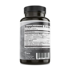 Close-up of probiotic label with 25B CFU and 13 strains