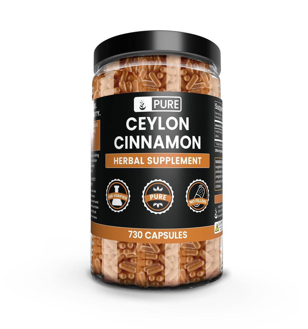 Pure Ceylon Cinnamon Capsules bottle front view