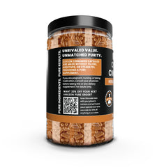 Close-up of single-ingredient cinnamon capsules