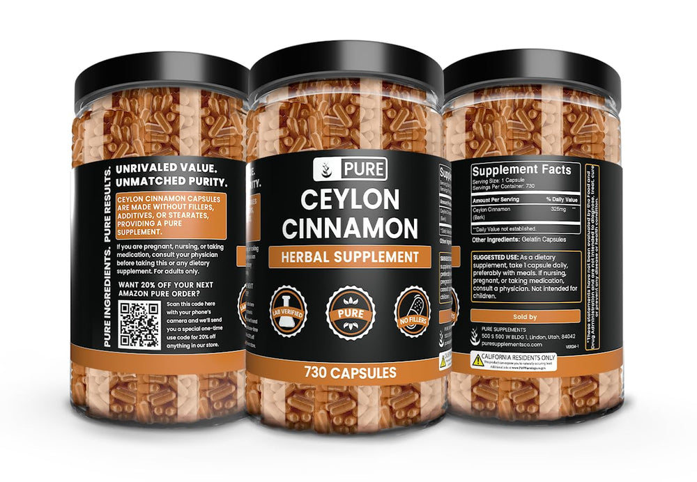 Utah-made packaging and label of Cinnamon capsules