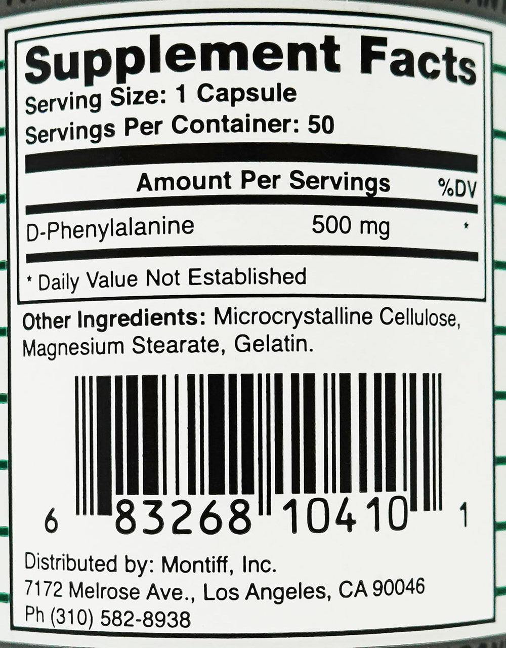 Montiff Pure D-Phenyl-Relief packaging bottle with label
