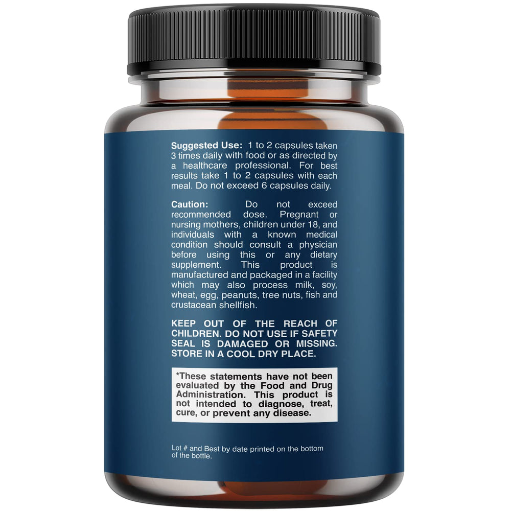 Digestive enzyme capsules close up on white background