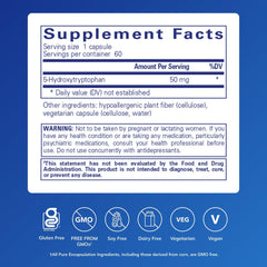 Bottle of Pure Encapsulations 5-HTP 50 mg capsules