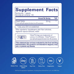 Close-up of Pure Encapsulations 7-Keto DHEA 25 mg label