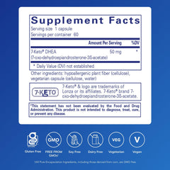 Close-up of Pure Encapsulations 7-Keto DHEA 50 mg bottle