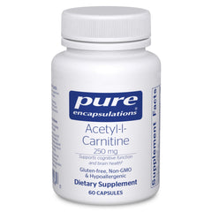 Bottle of Pure Encapsulations Acetyl-L-Carnitine 250 mg 60 capsules