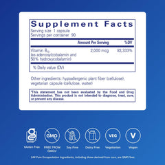 Adenosyl/Hydroxy B12 90's capsules spilling from bottle