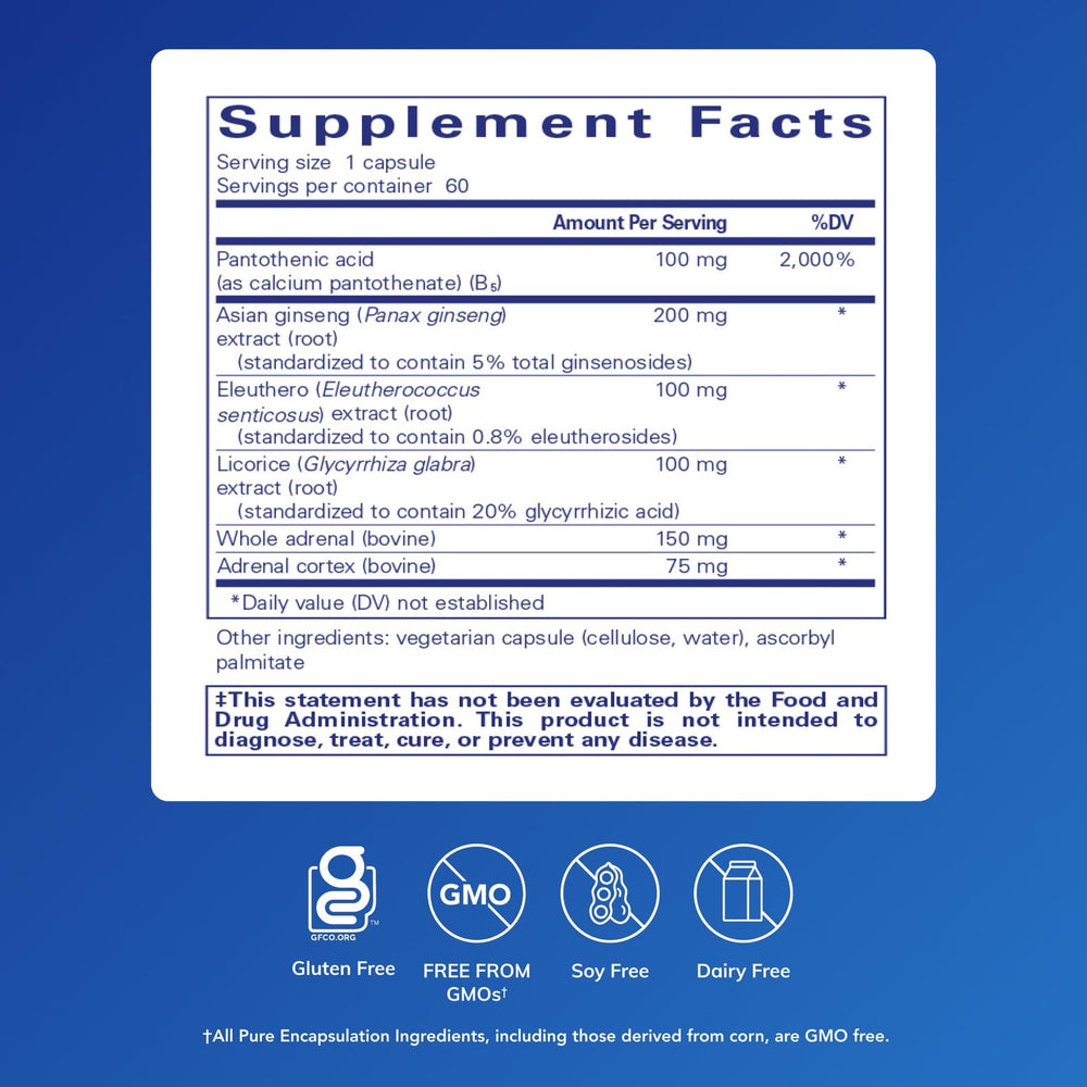 Pure Encapsulations ADR Formula label closeup highlighting hypoallergenic, pure ingredients.