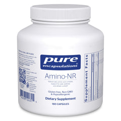 Pure Encapsulations Amino-NR bottle on table suggesting athletic support and purity.