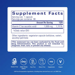 Pure Encapsulations Ascorbic Acid 1,000 mg bottle and packaging