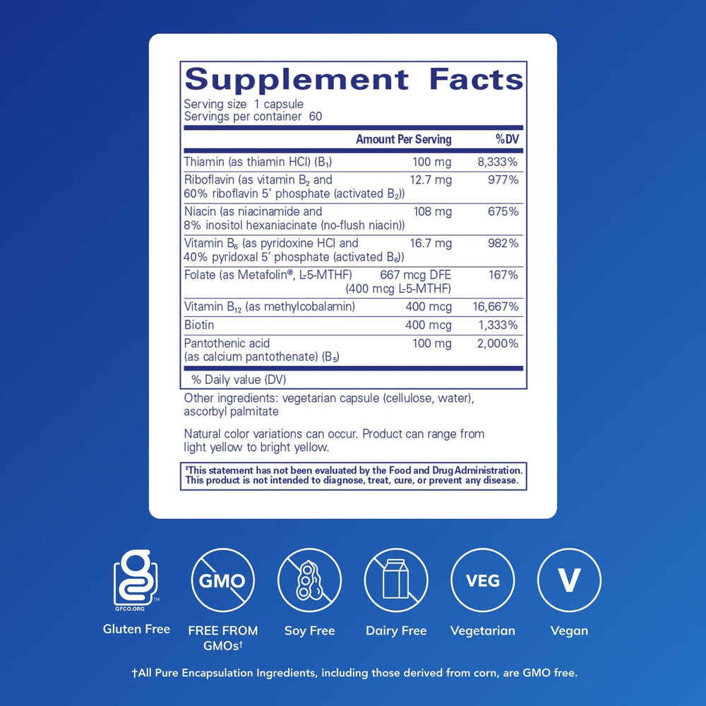 Illustration showing the B vitamins included in B-Complex Plus
