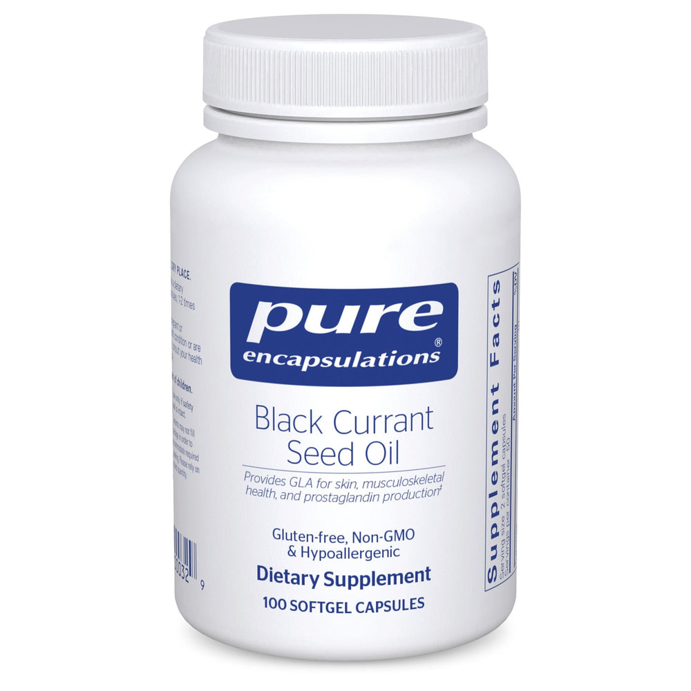 Pure Encapsulations black currant seed oil softgel bottle offering potential joint comfort support.
