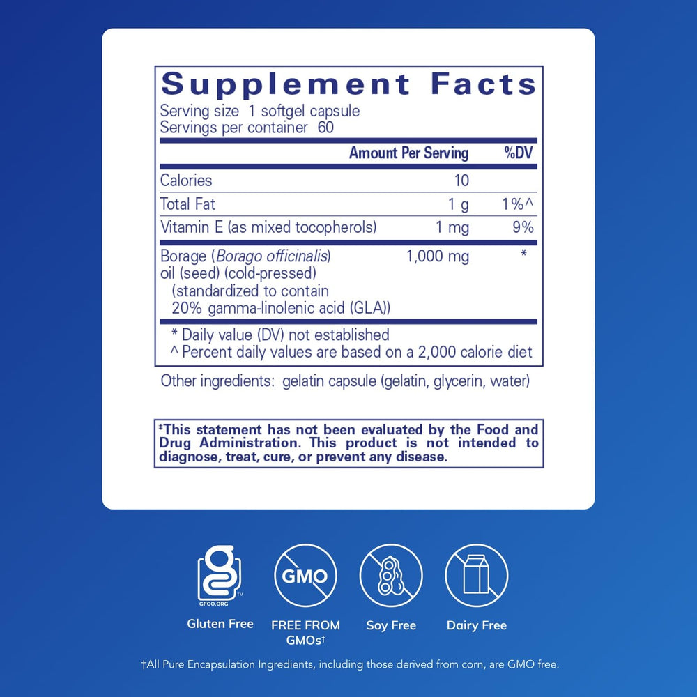 Pure Encapsulations Borage Oil bottle and label