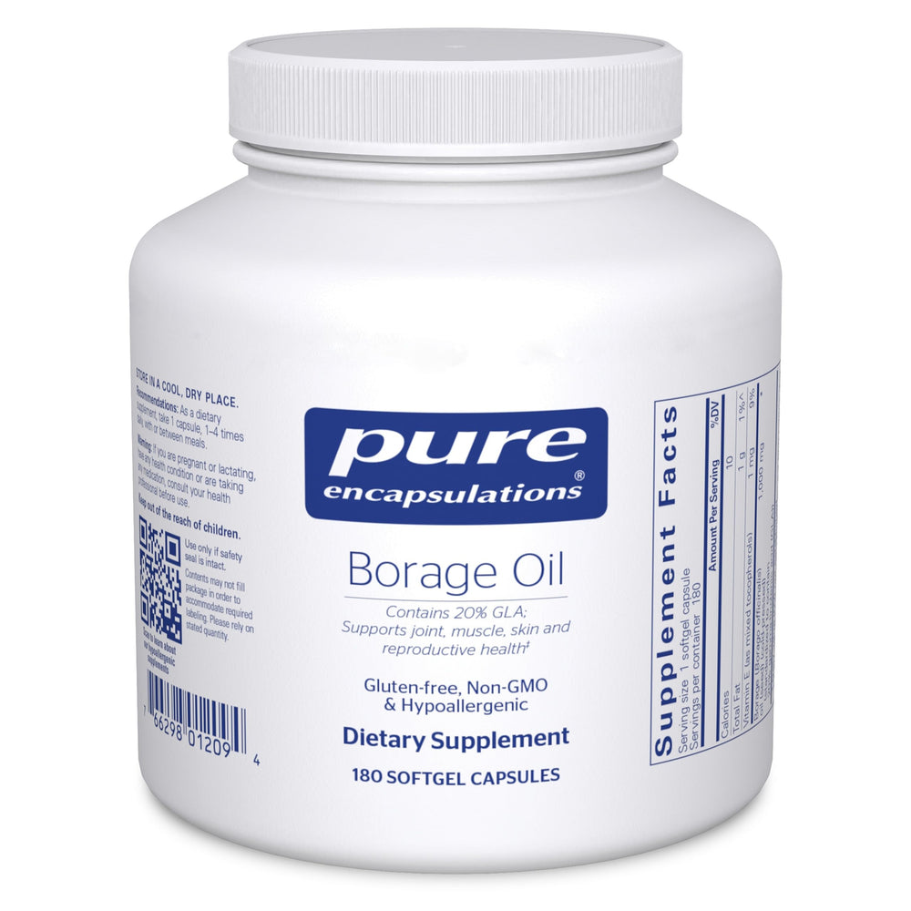 Bottle of Pure Encapsulations Borage Oil with 180 softgel capsules